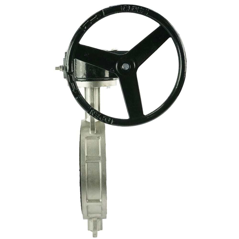 Válvula de mariposa de agua Elephant 316L-PTFE-RDN, material del cuerpo - acero inoxidable AISI 316L, material del disco - acero inoxidable AISI 316L, sello - PTFE, operada por engranajes