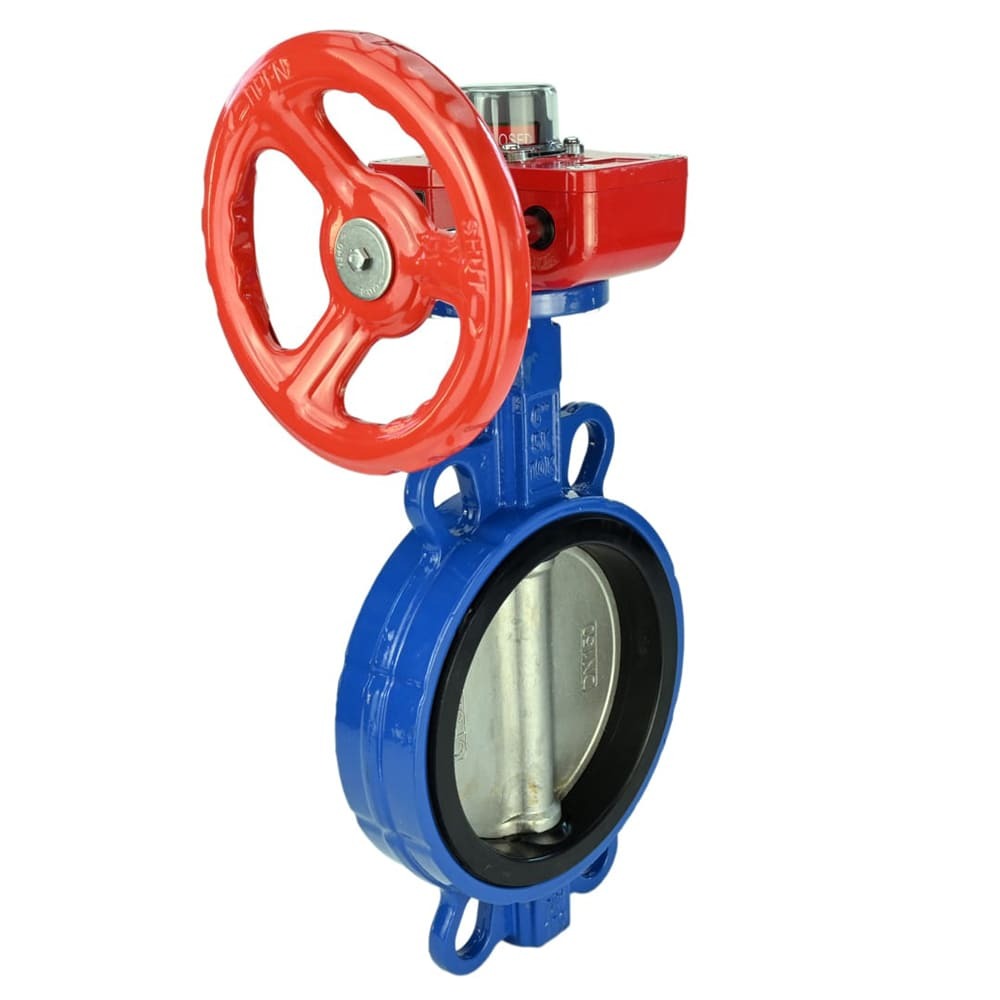 Válvula Mariposa de Agua Elefante WCB-316L-VITON material del cuerpo - Acero al carbono WCB, material del disco - Acero inoxidable AISI 316L, sello - Viton con engranaje Elefante HGBF, indicador de posición y sensor de retroalimentación