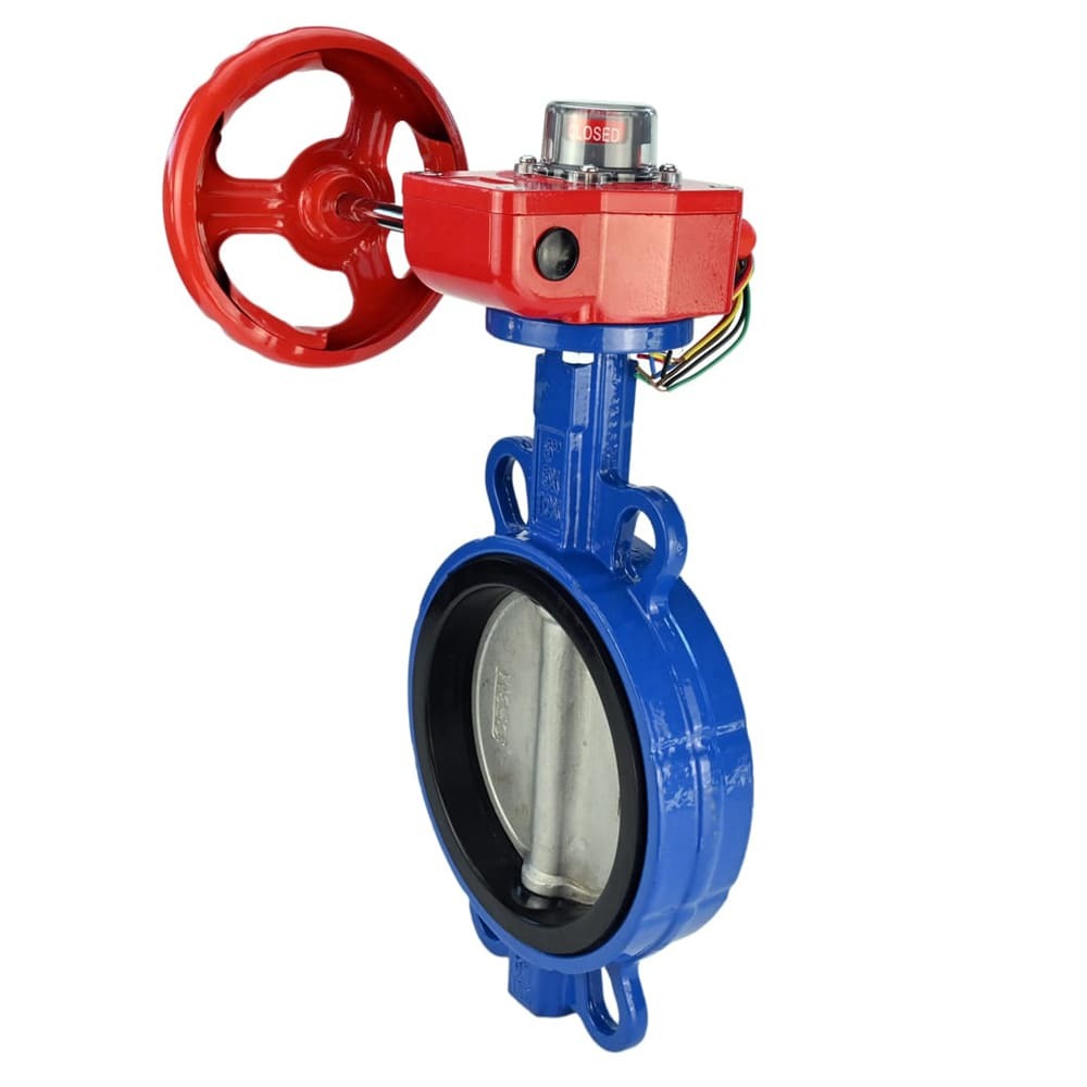 Válvula Mariposa de Agua Elefante WCB-316L-VITON material del cuerpo - Acero al carbono WCB, material del disco - Acero inoxidable AISI 316L, sello - Viton con engranaje Elefante HGBF, indicador de posición y sensor de retroalimentación