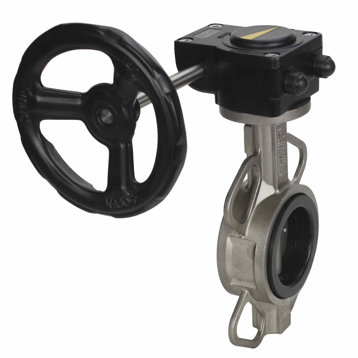 Válvula de mariposa de agua Elephant 316L-316L-VITON material del cuerpo - acero inoxidable AISI 316L, material del disco - acero inoxidable AISI 316L, sello - Viton con engranaje Elephant HAM