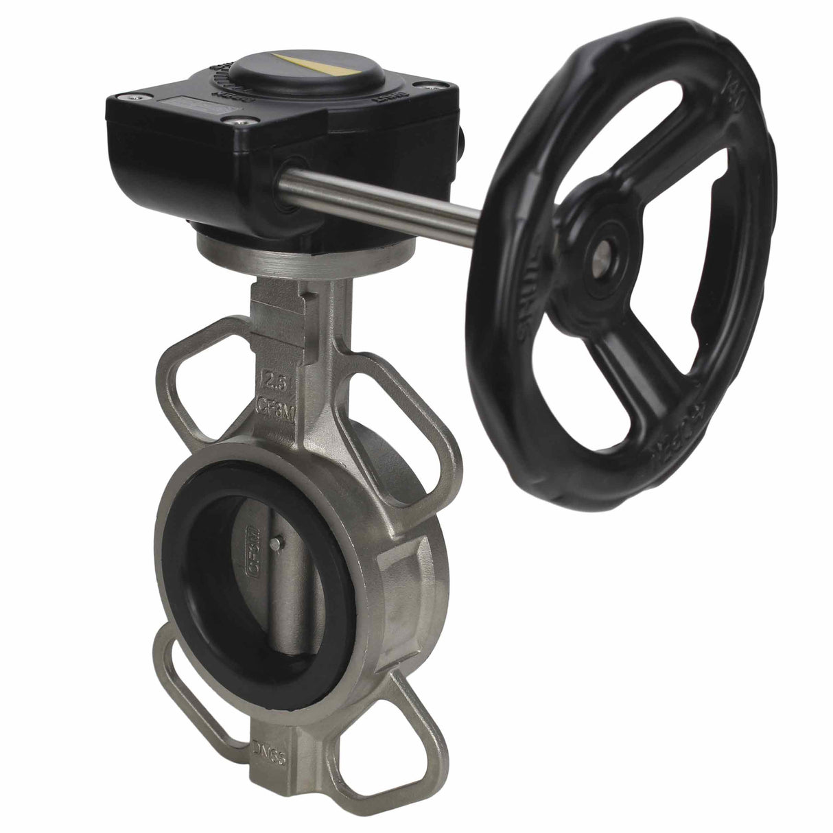 Válvula de mariposa de agua Elephant 316L-316L-VITON material del cuerpo - acero inoxidable AISI 316L, material del disco - acero inoxidable AISI 316L, sello - Viton con engranaje Elephant HAM