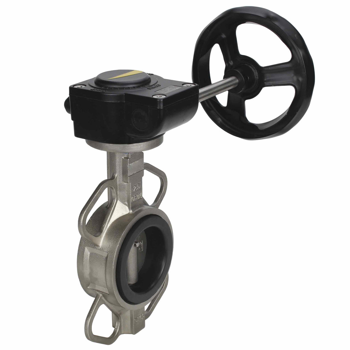 Válvula de mariposa de agua Elephant 316L-316L-VITON material del cuerpo - acero inoxidable AISI 316L, material del disco - acero inoxidable AISI 316L, sello - Viton con engranaje Elephant HAM