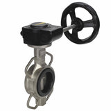 Válvula de mariposa de agua Elephant 316L-316L-VITON material del cuerpo - acero inoxidable AISI 316L, material del disco - acero inoxidable AISI 316L, sello - Viton con engranaje Elephant HAM