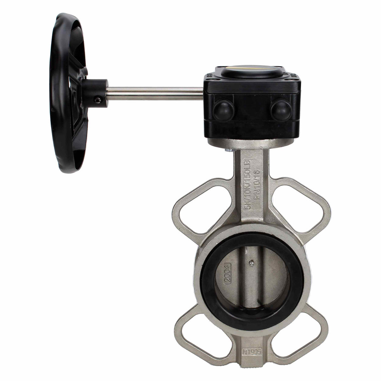 Válvula de mariposa de agua Elephant 316L-316L-VITON material del cuerpo - acero inoxidable AISI 316L, material del disco - acero inoxidable AISI 316L, sello - Viton con engranaje Elephant HAM