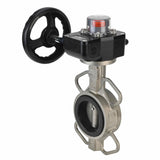 Válvula de mariposa de agua Elephant 316L-316L-VITON, material del cuerpo - acero inoxidable AISI 316L, material del disco - acero inoxidable AISI 316L, junta - Viton con engranaje Elephant HGB, con indicador de posición