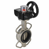 Válvula de mariposa de agua Elephant 316L-316L-NBR material del cuerpo - acero inoxidable AISI 316L, material del disco - acero inoxidable AISI 316L, sello - NBR con engranaje Elephant HGB, con indicador de posición