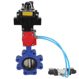 Vanne papillon d'eau Elephant WBV1616N-2W-Fb-H, matériau du corps - fonte QT450, matériau du disque - fonte QT450, joint - NBR, actionneur pneumatique PA-DA double action, 4V320-08 220V, BKV APL-410N EX BPV AFC2000