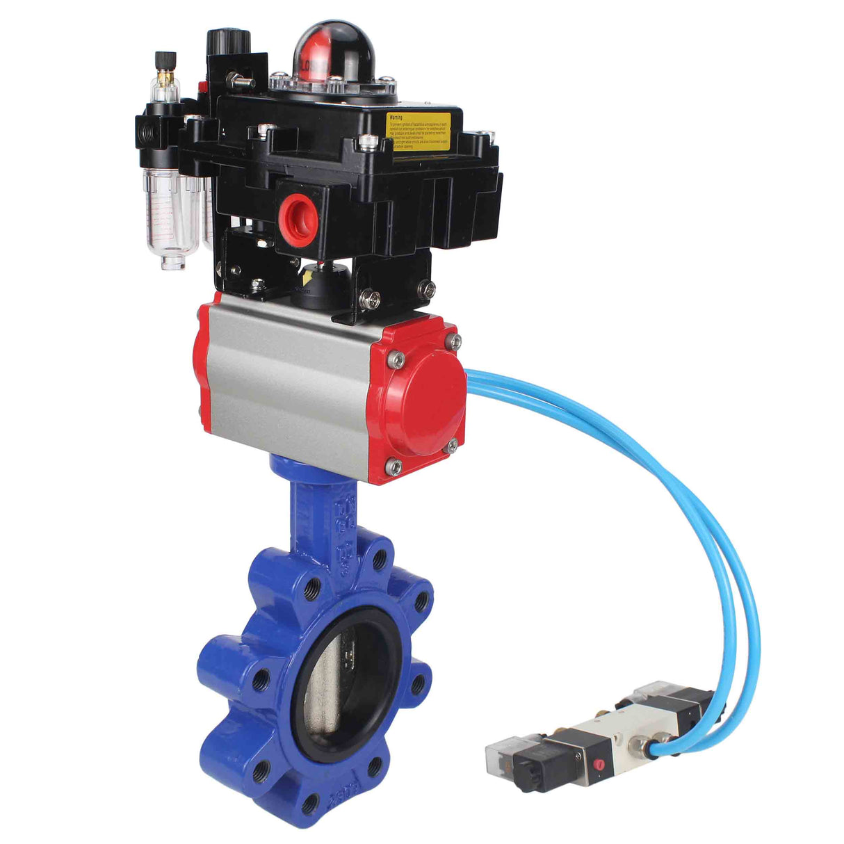 Vanne papillon d'eau Elephant WBV1616N-2W-Fb-H, matériau du corps - fonte QT450, matériau du disque - fonte QT450, joint - NBR, actionneur pneumatique PA-DA double action, 4V320-08 220V, BKV APL-410N EX BPV AFC2000