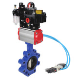 Vanne papillon d'eau Elephant WBV1616N-2W-Fb-H, matériau du corps - fonte QT450, matériau du disque - fonte QT450, joint - NBR, actionneur pneumatique PA-DA double action, 4V320-08 220V, BKV APL-410N EX BPV AFC2000