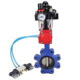 Vanne papillon d'eau Elephant WBV1616N-2W-Fb-H, matériau du corps - fonte QT450, matériau du disque - fonte QT450, joint - NBR, actionneur pneumatique PA-DA double action, 4V320-08 220V, BKV APL-410N EX BPV AFC2000