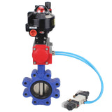 Vanne papillon d'eau Elephant WBV1616N-2W-Fb-H, matériau du corps - fonte QT450, matériau du disque - fonte QT450, joint - NBR, actionneur pneumatique PA-DA double action, 4V320-08 220V, BKV APL-510N EX, BPV AFC2000