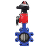 Vanne papillon d'eau Elephant WBV1631E-2W-Fb-H, matériau du corps - fonte QT450, matériau du disque - acier inoxydable AISI 304, joint - EPDM, actionneur pneumatique PA-SA avec ressorts de rappel, 4M310-08 220V, BKV APL-210N
