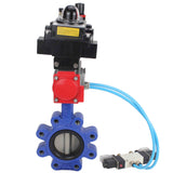 Vanne papillon d'eau Elephant WBV1631N-2W-Fb-H, matériau du corps - fonte QT450, matériau du disque - acier inoxydable AISI 304, joint - NBR, actionneur pneumatique PA-DA double action, 4V320-10 220V, BKV APL-410N EX BPV AFC2000