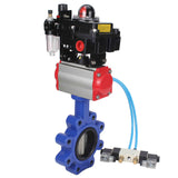 Vanne papillon d'eau Elephant WBV1631N-2W-Fb-H, matériau du corps - fonte QT450, matériau du disque - acier inoxydable AISI 304, joint - NBR, actionneur pneumatique PA-DA double action, 4V320-10 220V, BKV APL-410N EX BPV AFC2000