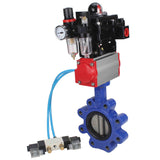 Vanne papillon d'eau Elephant WBV1631N-2W-Fb-H, matériau du corps - fonte QT450, matériau du disque - acier inoxydable AISI 304, joint - NBR, actionneur pneumatique PA-DA double action, 4V320-10 220V, BKV APL-410N EX BPV AFC2000
