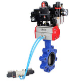 Vanne papillon d'eau Elephant WBV1631N-2W-Fb-H, matériau du corps - fonte QT450, matériau du disque - acier inoxydable AISI 304, joint - NBR, actionneur pneumatique PA-DA double action, 4V320-10 220V, BKV APL-410N EX BPV AFC2000